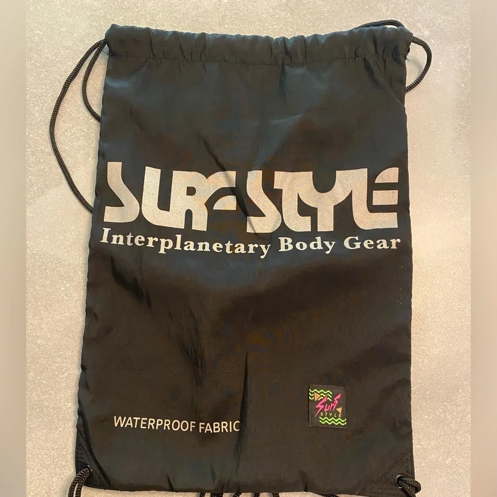Surf Style Black Waterproof Drawstring Bag